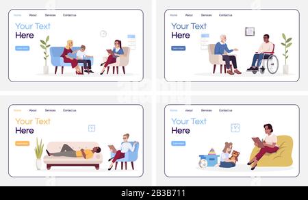 Psychologie Beratung Landing Page Vector Vorlage. Sprechtherapie. Psychoanalyse. Psychotherapie-Website-Interface Idee mit flachen Illustrationen Stock Vektor