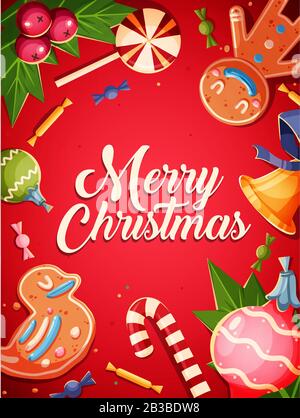 Frohe Weihnachten Grußkarten im Retro-Design. Vektor Stock Vektor