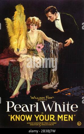 "Know YOUR MEN", Produktion der "Silent Fox Film Corporation" von 1921 mit Pearl White und Wilfred Lytell Stockfoto