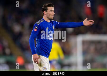 Leicester, Großbritannien. März 2020. Ben Chilwell von Leicester City beim Spiel der fünften Runde des FA Cup zwischen Leicester City und Birmingham City im King Power Stadium am 4. März 2020 in Leicester, England. (Foto von Daniel Chesterton/phcimages.com) Credit: PHC Images/Alamy Live News Stockfoto