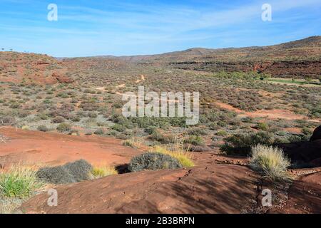 Malerische Aussicht von Kalarranda Lookout, Finke Gorge National Park, West McDonnell Ranges, Northern Territory, NT, Australien Stockfoto