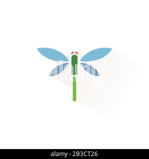 Dragonfly. Symbol für isolierte Farben. Tierische Glyph-Vektor-Illustration Stock Vektor