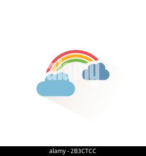 Regenbogen und Wolken. Symbol für isolierte Farben. Vektor-Darstellung der Wetterglyphe Stock Vektor