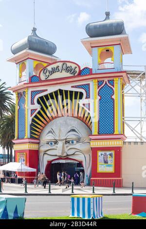 Eintritt zum Luna Park Melbourne, Lower Esplanade, St Kilda, Melbourne, Victoria, Australien Stockfoto