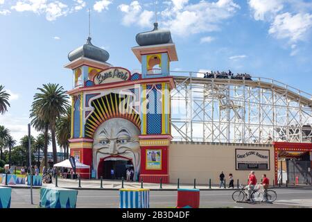 Eintritt zum Luna Park Melbourne, Lower Esplanade, St Kilda, Melbourne, Victoria, Australien Stockfoto