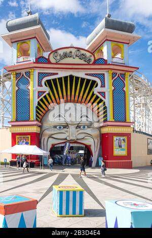 Eintritt zum Luna Park Melbourne, Lower Esplanade, St Kilda, Melbourne, Victoria, Australien Stockfoto