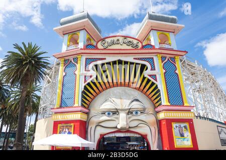 Eintritt zum Luna Park Melbourne, Lower Esplanade, St Kilda, Melbourne, Victoria, Australien Stockfoto