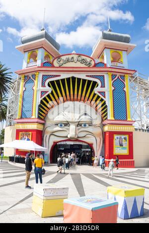 Eintritt zum Luna Park Melbourne, Lower Esplanade, St Kilda, Melbourne, Victoria, Australien Stockfoto