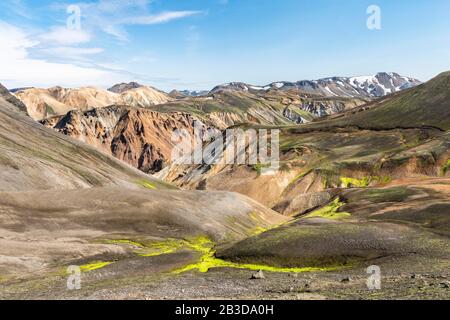 Rhyolitgebirge, Landmannalaugar-Region, Fjallabak-Naturreservat, isländisches Hochland, Island Stockfoto