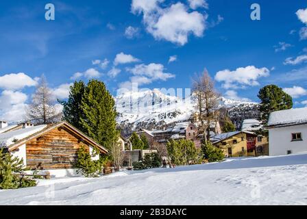 Genießen Sie einen Winterurlaub in Sils/Segl im Engadin Stockfoto