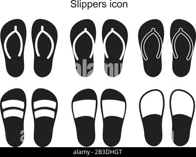 Slippers Icon Template schwarz Farbe editierbar. Pantoffeln Symbol Flat Vector Illustration für Grafik und Web-Design. Stock Vektor