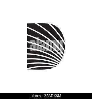 Buchstabe d Streifen Kurven Silhouetten-Symbol Logo-Vektor Stock Vektor