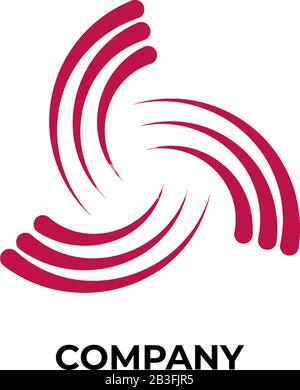 Designvorlage für das Red Maroon Wirbel Logo. Hurrikan-Symbol. Tornado-Logo-Konzept isoliert auf weißem Hintergrund Stock Vektor