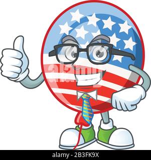 USA Stripes Ballon erfolgreicher Geschäftsmann mit Brille Stock Vektor