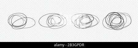 Satz von runden Doodles handgezeichnet. Vorlage für Meldungen, Design. Grober Entwurf. Stock Vektor