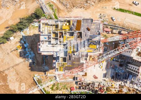 Große Wohnbaustelle, Luftbild. Stockfoto