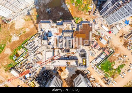 Große Wohnbaustelle, Luftbild. Stockfoto