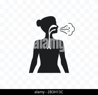 Häufige Erkältung, Husten, Grippesymbol. Vektorgrafiken, flaches Design. Stock Vektor