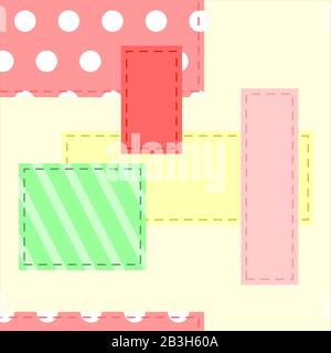 Seamless Vector Geometric Pattern Of Pieces Of Different Fabrics; From Patches. Muster Für Stoff. Stock Vektor