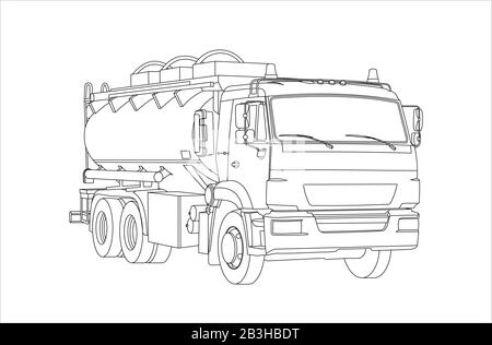 Benzintanks-Lkw; Tankwagen; Tanklöschfahrzeug. Auto für Kinderfarbe. Moderne flache Vektorgrafiken auf weißem Hintergrund. Stock Vektor