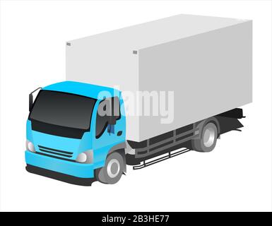 LKW, Dreiviertelansicht. Güterverkehr. Moderne flache Vektorgrafiken isoliert. Stock Vektor