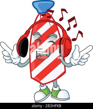 USA Stripes Krawatte Cartoon Character Design Musik auf einem Headset Hören Stock Vektor