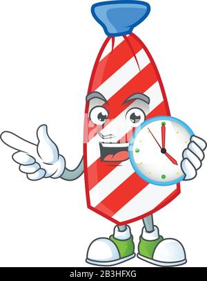 USA Stripes Krawatte Cartoon Character Style mit einer Uhr Stock Vektor
