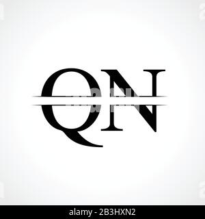 Erste Vektorvorlage für das QN-Logo im Monogramm-Brief. Design mit schwarzem QN-Letter-Logo Stock Vektor
