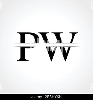 Vektor-Vorlage für das PW-Logo für den ersten Monogrammbrief. Abstraktes Design mit PW-Letter Logo Stock Vektor
