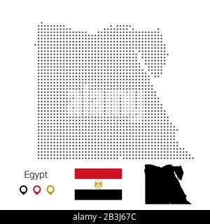 Ägypten Kartenvektor mit Fahne und Stift gepunktet. Vektordarstellung eps 10 Stock Vektor