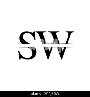 Anfangsbuchstaben SW Logo Design Vector Template. SW Schreiben Logo Design Stock Vektor