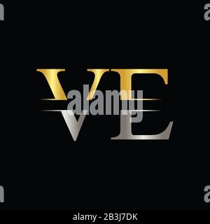 Vektor-Vorlage für das Creative Letter VE-Logo Mit Gold- und Silberfarbe. VE Logo Design Stock Vektor