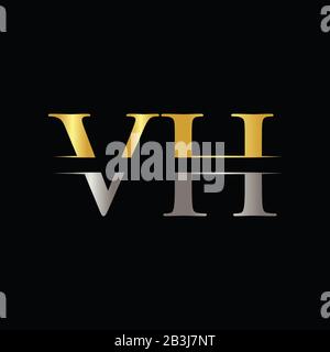 VH-Logo mit kreativem Letter und Gold- und Silberfarbe. VH Logo Design Stock Vektor