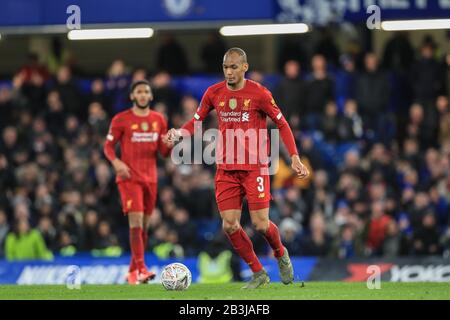 März 2020, Stamford Bridge, London, England; Emirates FA Cup 5. Runde, Chelsea gegen Liverpool: Fabinho (3) aus Liverpool Stockfoto