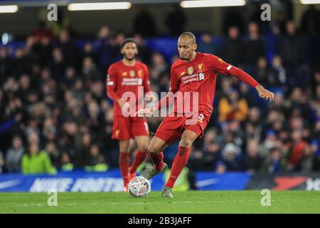 März 2020, Stamford Bridge, London, England; Emirates FA Cup 5. Runde, Chelsea gegen Liverpool: Fabinho (3) aus Liverpool Stockfoto