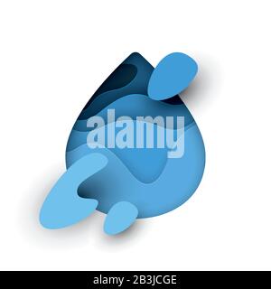 Natürliche aqua Wassertropfen Vektor abstrakt Wassertropfen Papier geschnitten. Wasser sparen Stock Vektor