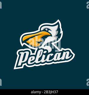 Modernes Pelikan-Maskottchen-Logo.Vektorgrafiken. Stock Vektor