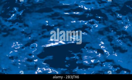 Chaotischer abstrakter Hintergrund aus monochromischer UA-blauer Farbe auf einem shinnen, geschwungenen Muster, das in 3D gerendert wurde Stockfoto