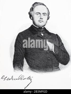 Alexandre Auguste Ledru-Rollin, 2. Februar 1807 in Paris - 31. Dezember 1874, war ein französischer Politiker, ein Vorkämpfer der Arbeiterklasse, der nach dem Scheitern der französischen Revolution von 1848 ins Exil gezwungen wurde / Alexandre Auguste Ledru-Rollin, 2. Februar 1807 in Paris - 31. Der Krieg war ein fränkischer Politiker, ein Verfechter der Arbeiterklasse, der nach dem Scheitern der Französischen Revolution von 1848 ins Exil wurde, historisch, digital verbesserte Wiedergabe eines Originals aus dem 19. Jahrhundert / Digitale Produktion einer Ursprungsanlage aus dem 19. Jahrhunderts Stockfoto