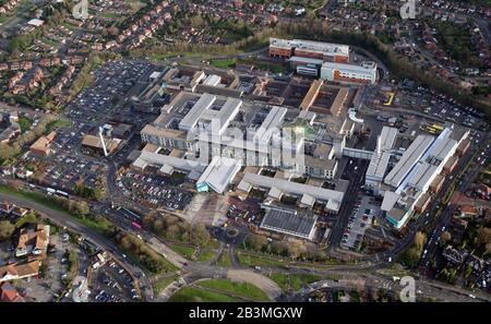 Luftaufnahme des Royal Derby Hospital Stockfoto