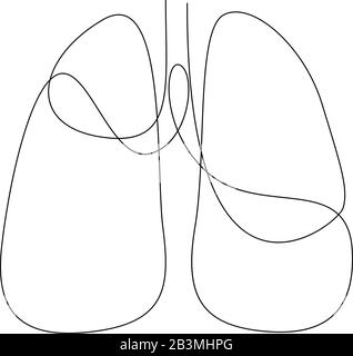 Eine durchgehende Linie kunst anatomischen menschlichen Lunge Silhouette. Gesunde Medizin gegen das Rauchen Konzept Design Weltnichtrauchertag Tuberkulose eine Sk Stock Vektor