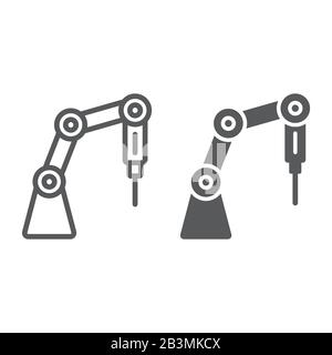 Medizinisches Roboterlinie und Glyph-Symbol, Technologie und Medizin, chirurgisches Roboterzeichen, Vektorgrafiken, ein lineares Muster auf weißem Hintergrund, eps 10. Stock Vektor
