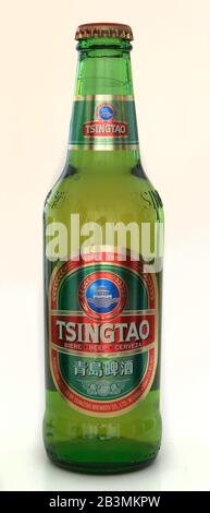 Flasche, Tsingtao Bier, China Stockfoto