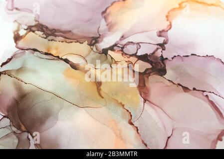 Abstrakter bunter Hintergrund, Hintergrundbild. Acrylfarben mischen. Moderne Kunst Marmor-Textur. Alkoholfarbe transparent. Alkohol abstrakt contempora Stockfoto