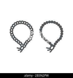 Misbaha Line and Glyph Icon, ramadan and dhikr, muslim tasbih Sign, Vektorgrafiken, ein lineares Muster auf weißem Hintergrund, eps 10. Stock Vektor