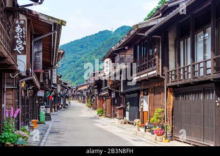 Nakasendo alte Poststadt Narai, Kiso-Tal, Präfektur Nagano, Honshu, Japan, Asien Stockfoto