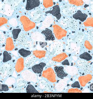 Nahtloses Terrazzo-Muster. Hintergrund des italienischen Bodenbelags. Stock Vektor