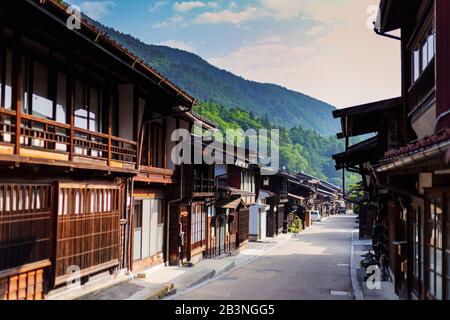 Nakasendo alte Poststadt Tsumago, Präfektur Nagano, Honshu, Japan, Asien Stockfoto