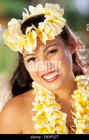 Maedchen von der Insel Oahu - Hawaii, Mädchen aus Hawaii, Stockfoto