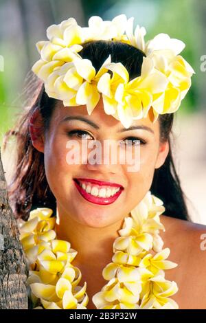 Maedchen von der Insel Oahu - Hawaii, Mädchen aus Hawaii, Stockfoto